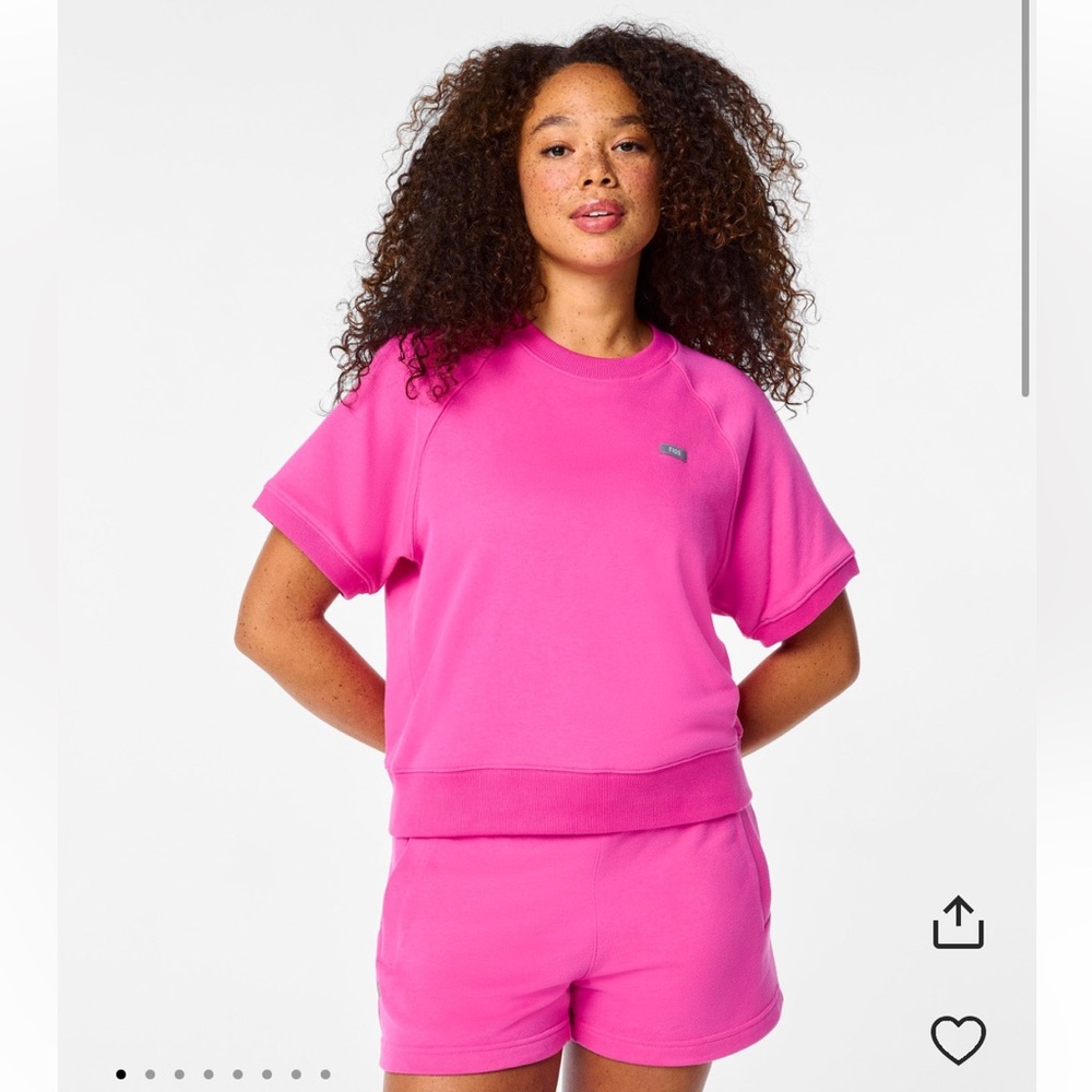 Figs rapid response pink Off-Shift Short Sleeve Sweatshirt -